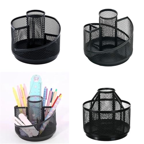 Porte-stylos multifonctions en métal pot à crayon noir rangement bureau maison - 5