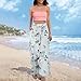 Women Summer Floral Boho Wide Leg Pants Casual Flowy Palazzo Pant High Waisted Loose Trousers Cruise Outfits