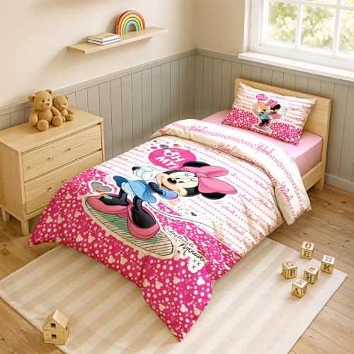 Image of Sassoon Disney Minnie Mouse Digital Printed, Cotton Single Bedsheet, 300 TC, 1 Pillow Cover, Fade Resistant, Bedsheet for Kid's Bedroom, (1.50m X 2.35m)