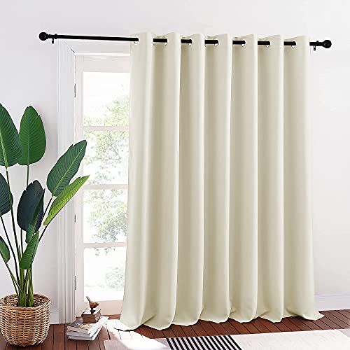 Image of RYB HOME Privacy Room Divider Curtain, Thermal Insulated&Room Darkening Drape for Sliding Glass Doors /Living Room /Bedroom, Extra Wide Window Treatment, Beige, W100 x L95, 1 Panel