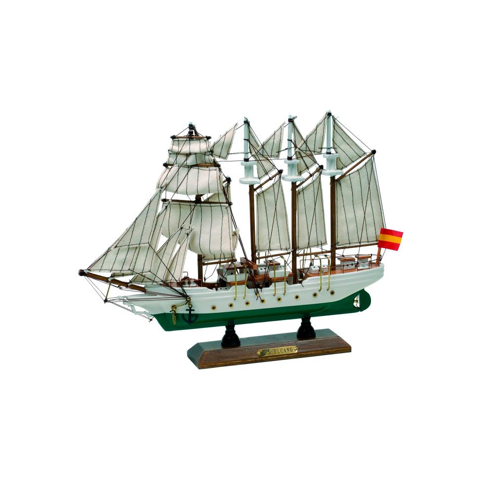Maqueta Montada Juan Sebastián Elcano, Barco Escuela de la Armada Española, 31 x 25 x 5,5 cm, Artesanía en Madera
