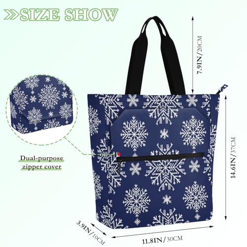 Kids Book Tote for Kids Boys Girls, Snowflakes Sturdy Handbags Grocery Bag with Zipper for School Shopping Grocery Rainbow2