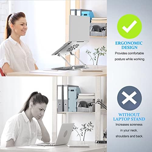 BoYata Laptop Stand, Ergonomic Adjustable Computer Stand, Lightweight Aluminum Laptop Holder Compatible for MacBook Pro/Air, Samsung, Dell XPS, Lenovo Laptops & Tablets Up to 14 inches-Sliver
