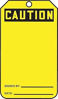 Accuform Signs MGT200CTP Safety Tag, Legend Caution (Blank), 5.75" Length x 3.25" Width x 0.010" Thickness, PF-Cardstock, Black on Yellow (Pack of 25)