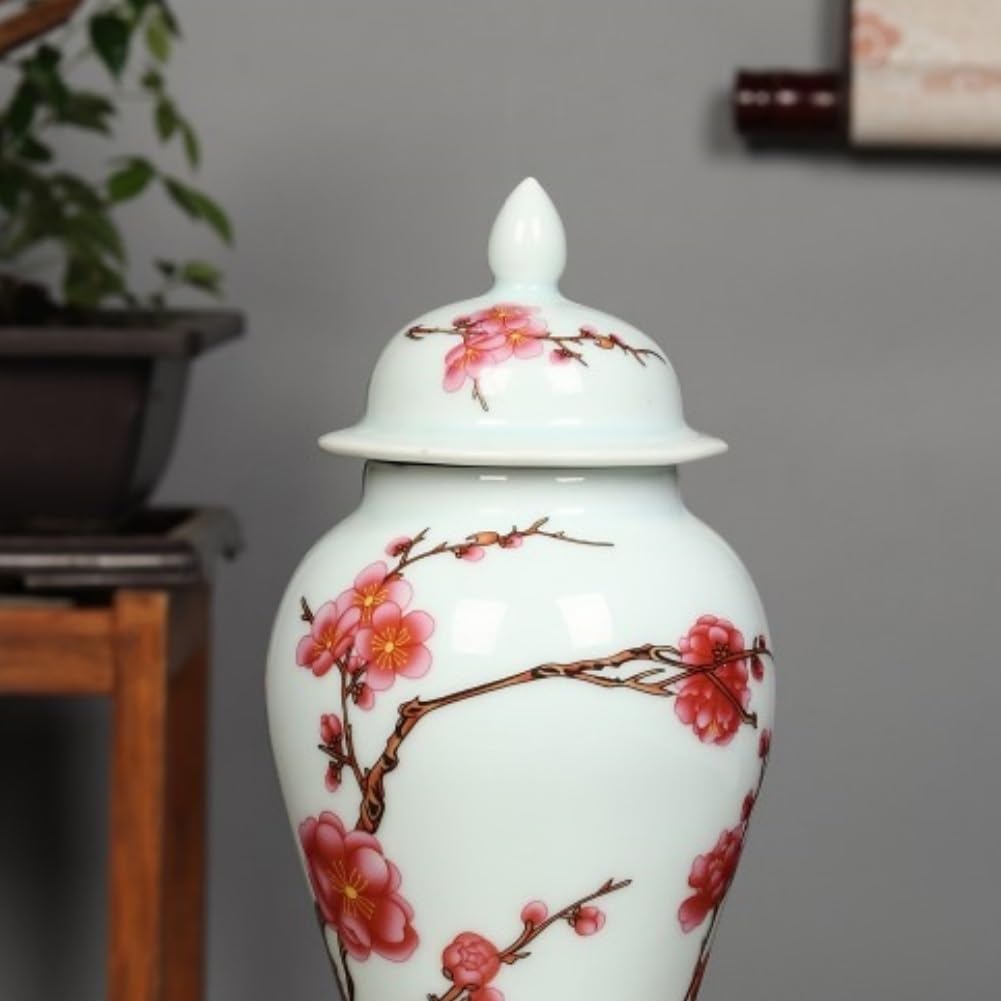 Jarrón de cerámica con diseño de Flores y diseño de Jengibre, Estilo Chino, de Porcelana, Decorativo, 11 x 30 cm de Ancho,W11xh30cm