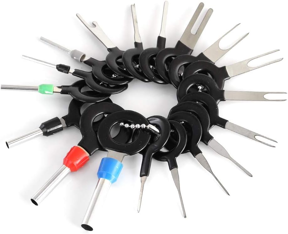 KAWISH Auto Terminals Removal Key Tool Set - Car Pin Extractor Electrical Wiring Crimp Connectors Key Extractor Connector Depinning Tool Set (11 Pieces)