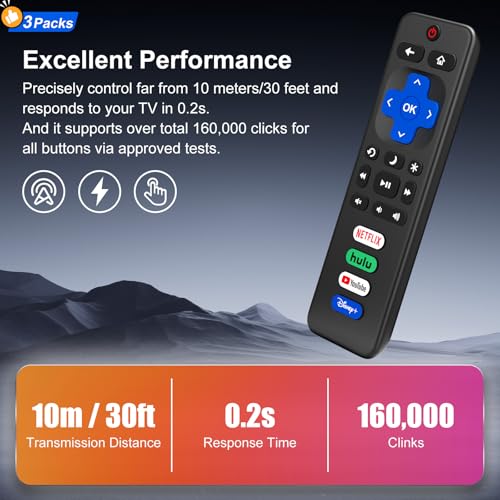 Image of (3 Pack) for Roku TV Remote Control Replacement, for TCL Roku /Onn Roku TVs