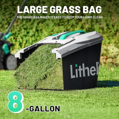 Litheli 20V 13" Cordless Lawn Mower, Electric Lawn Mowers for Garden, Yard and Farm, 5 Heights, with Brushless Motor, 4.0Ah Battery & Charger Included