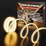 Shine Decor Neon LED Streifen 5m, AC 230V IP65 Wasserdicht LED Band, 120 leds/m Flexible LED-Neon Lichterketten für Home Decoration Küche Garten Beleuchtung (5M, Warmweiß, CE Zertifiziert)