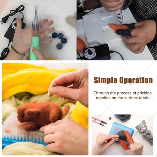 Elektrische Filznadelmaschine Kit, Elektrisches Wollfilzwerkzeug, Nadelfilzmaschine für schnelles Filzen, Strich 2 cm, Wollfilz Bastelset für DIY Wollmalerei, gefilzte Bastelarbeiten, Orange