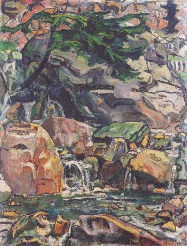 Peinture sur Toile Bergbach Hodler pour une Chambre Déco Nordique