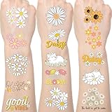 Yoyuspy Daisy Flower Temporary Tattoos - 200+ Daisy Birthday Party Decorations Cute Bloom Floral Temporary Tattoos Stickers Gifts for Kids Flower Party Decoration Favors Supplies Rewards Prizes