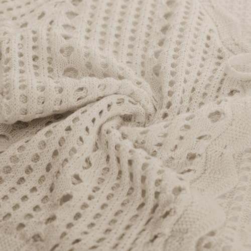 Image of Kate Kasin Women Crochet Shrug Knit Sweater, Short Sleeve Cropped Cardigan | Tie Front Tops Light Weight, Knit Cover Up Arm Bolero For Evening Dresses Dressy Casual, Ladies Eyelet Shawl Thin Formal