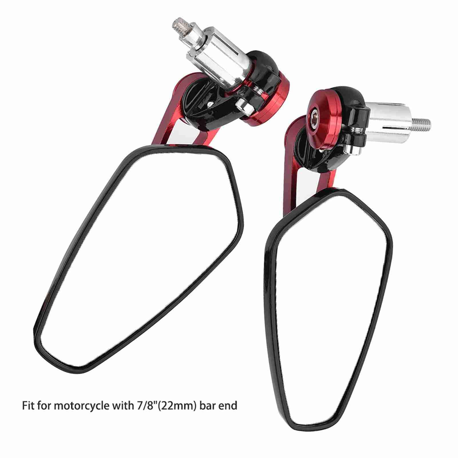 QANYEGN 22mm Bar End Side Rearview Mirrors, Motorcycles Aluminum Bar End Side Rearview Mirror, 360 Degree Adjustable Rearview Mirrors for Most Motorbikes (Red)