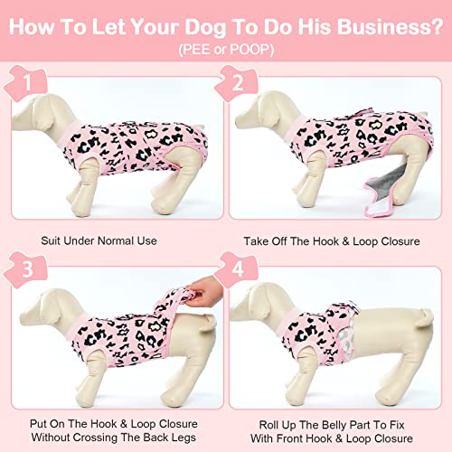 Image of Kuoser Dog Recovery Suit for Dogs After Surgery,Professional Surgical Onesie for Female Male Dogs Spay Neuter,Soft Dog Surgery Suit Bodysuit for Abdominal Wounds Skin Disease,Pink Leopard XL