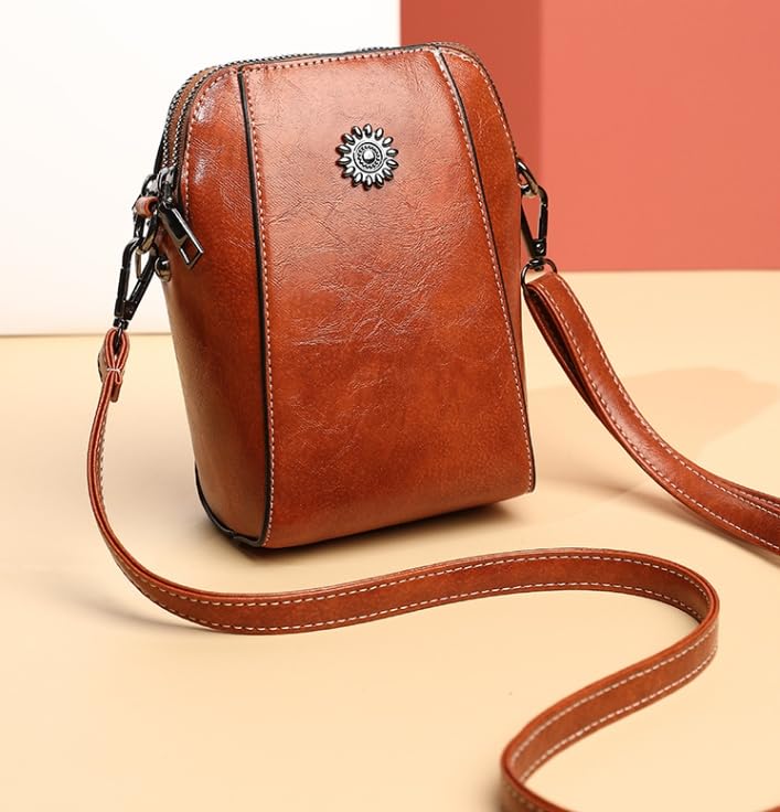 Elmyse Crossbody Bag Leather,Elmsye Crossbody Cellphone Purse,Elmyse Bag,Happy Wind Retro All-Match Vertical Cellphone Bag (Black)3