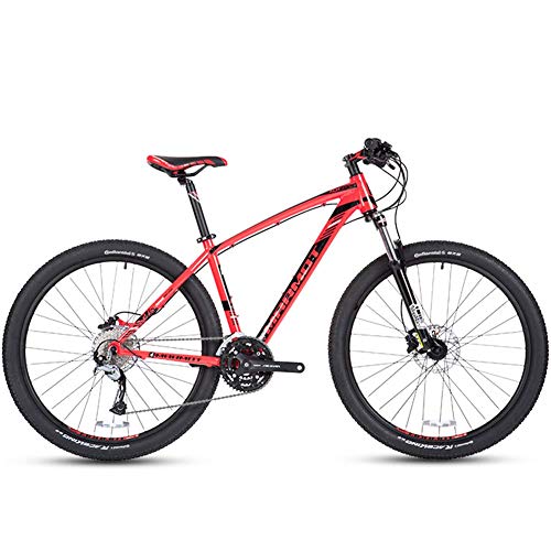 GJZM Mountainbike 27-Gang-Mountainbikes, 27,5-Zoll-Hardtail-Mountainbike aus Aluminium für Herren, All-Terrain-Fahrrad mit Doppelscheibenbremse, Verstellbarer Sitz, Rot
