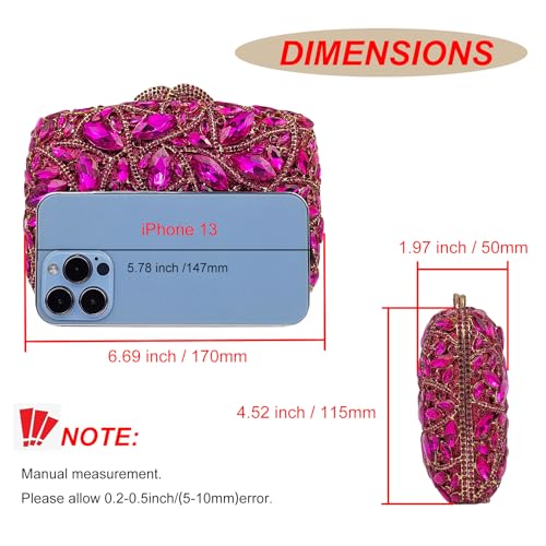 Image of Colorful Crystal Clutch Box Handbag Women Sparkling Evening Bags for Wedding Party Prom Purse