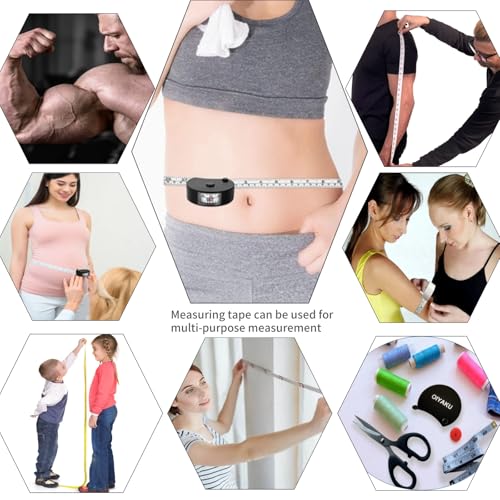 Body Tape Measure Retractable Soft Double-Scale Measuring Tape with Lock Button for Weight Loss Sewing Tailor Craft & Medical Body Measurements 60inch/150cm Fabric Measuring Tape (Black)