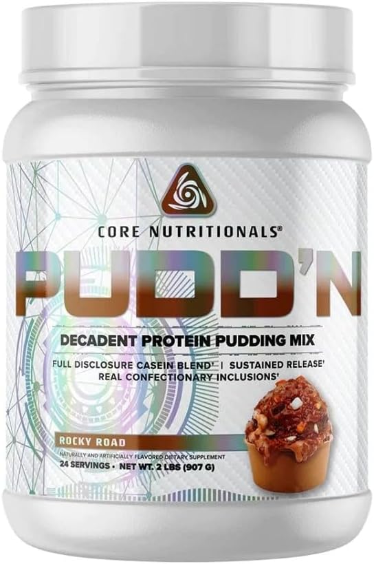 Pudd'n, Decadent Protein Pudding Mix, Full Disclosure Casein Blend, Sustained Release, 20G Protein, 27 Servings (Rocky Road, 2 lb)
