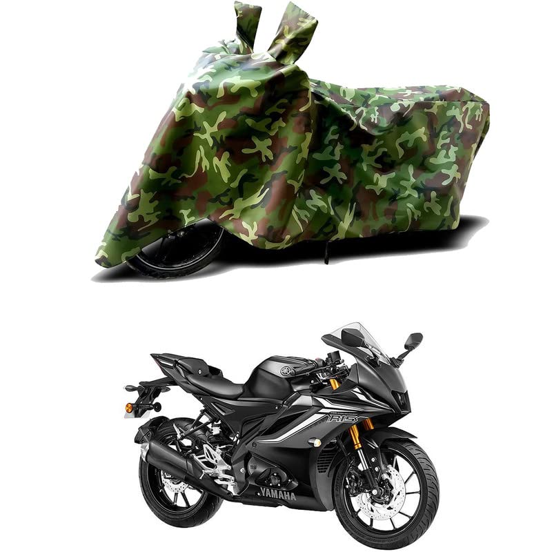 Image of 100% Water Resistant Full Bike Scooty Two Wheeler Body Cover Compatible for Yamaha R15 V4 M /UV-Rays /Heat Protection /Birds Dropping /Scratchproof /Dust Proof /Waterproof /All Varients[Green MJ]