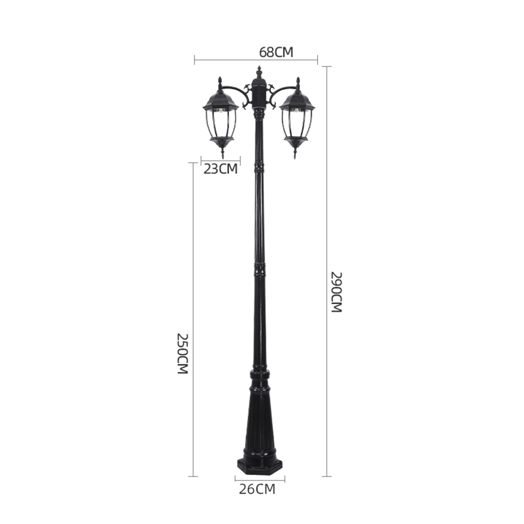Outdoor Street Light Lantern Crystal Post Light Clear for Garden Pathway Porch Deck Yard Driveway Hallway Hotel Black 9.5ft (Black 2.9m)