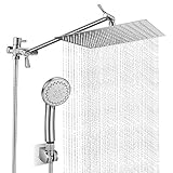 8 Inch High Pressure Rain Shower Head with Handheld Spray, Stainless Steel Dual Square Rainfall...