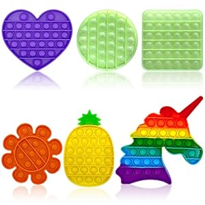 Pop It Fidget Toy Set van 6 stuks – Fidget Toys Pakket – Rainbow – Glow in the Dark – Anti Stress – Bekend van TikTok…