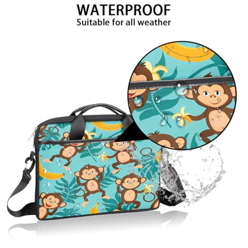 Funda para laptop de 15 pulgadas con estampado de mono y plátano, maletín delgado para negocios, bolso mensajero para mujeres y hombres, funda para laptop para trabajo, oficina y viajes miniatura 3