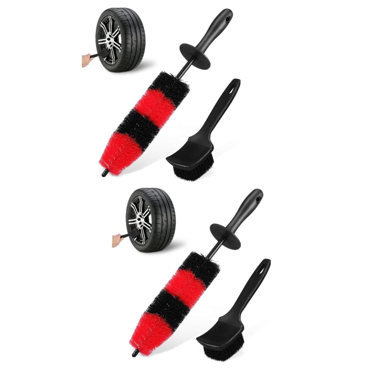 GLEAVI 2sets Spazzola per Pulizia Ruote e Pneumatici con Setole Resistenti Utensile Detailing per Auto Pulizia Professionale Cerchioni e Mozzi Strumento Versatile per Auto di Varie