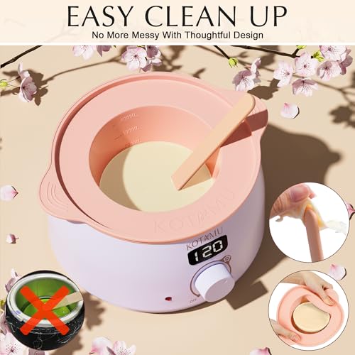 KOTAMU Waxing Kit for Women & Men, Wax Warmer for Hair Removal, Digital Wax Kit with SiliconePot,Ideal for Face Eyebrow Arm Legs Armpit &Sensitive Skin, Purple Waxing Machine With 44 Accessories