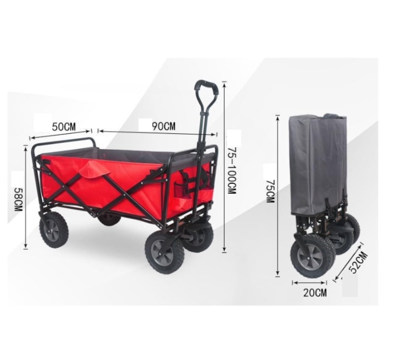 Carrito plegable para exteriores, asa ajustable, carrito con ruedas para camping, playa, compras, deportes y festivales, diseño resistente para un fácil transporte