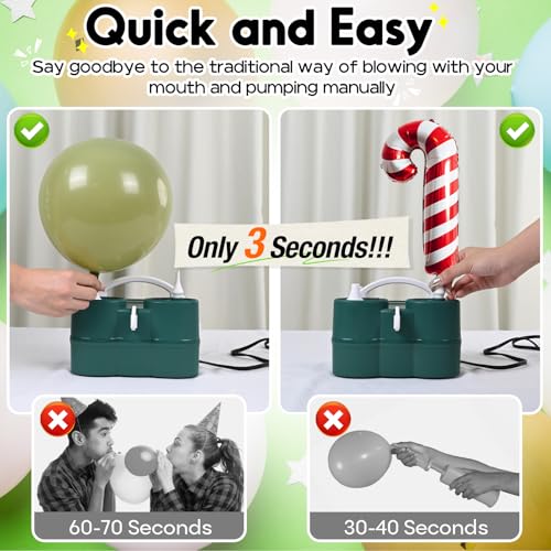 Image of 3-in-1 Electric Balloon Pump, Portable Air Pump for Latex 260q Foil Balloons, Dual Nozzle Balloon Blower Machine for Party Decoration, 110V AC Inflator Deflator for Inflatables Pool Floats Mattress