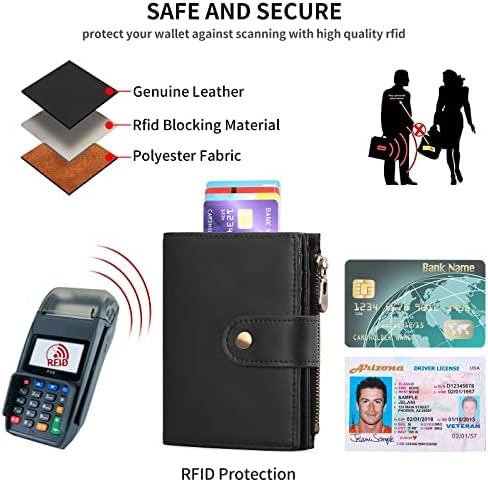 SENDEFN Wallets for Men Genuine Leather Bifold Compact RFID Blocking Mens Wallet with ID Windows