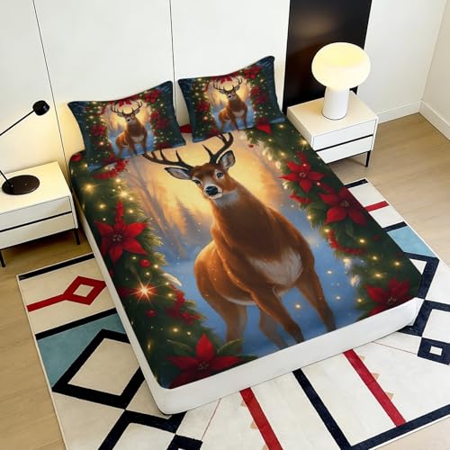 Matelas cerf fitted cover lavable en microfibre 140x200 cm imprimée