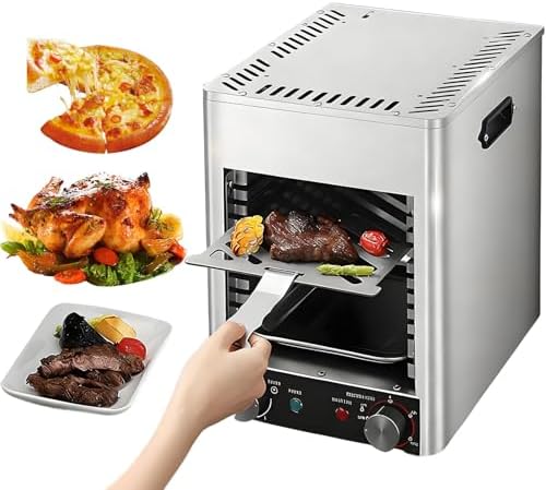 1700W Electric Steak Broiler, Smokeless Indoor Grill, Stainless Steel 10-Tier Rack, Multi-Purpose Countertop Oven, Perfect for Family BBQs & Grilling, 10 Cooking Slots