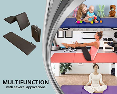 HemingWeigh Tri-Fold Gymnastic Mat; Lightweight Easy Maintenance Great for Yoga Pilates Aerobics Martial Arts; 6.25 x 2 Feet (LxW); 2 Inches Black - Thumbnail 6