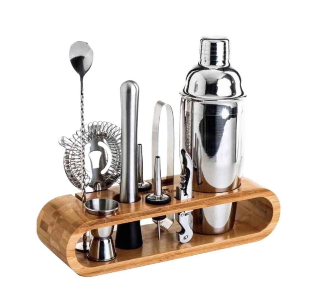 Reekos A Cocktail Shaker Kit Cocktail Shaker Set 10Pcs Set Cocktail Shaker Stainless Steel Premium Cocktail Shaker Mixer Drink Bartender Browser Kit Cocktail Making Set Bartender Kit Cocktail Set(Size:350ml)