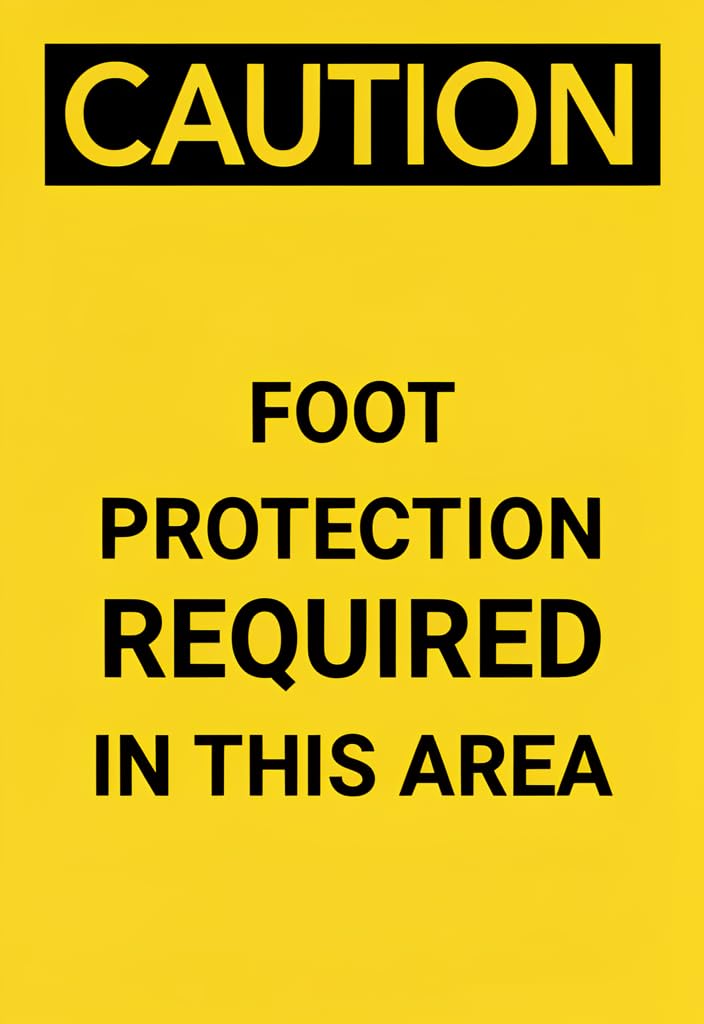 peiyeety Caution Foot Protection Required in This Area Tin Sign 12x8 Inch, Yellow & Black Safety Notice Metal Wall Decor for Workshop, Garage, Warehouse, Jobsite, Industrial Home Decor Gift