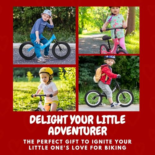 Image of bicystar 14 Inch Balance Bike for Kids 3-5 with Rubber Air Tires, Pink | lightweight frame, adjustable seat & handlebar, easy assembly, outdoor riding, footrest, no pedals