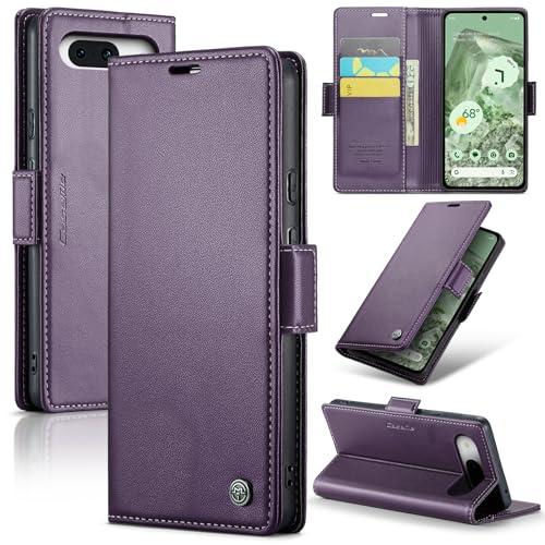 HAII Flip Wallet Case for Google Pixel 8a, with RFID Blocking Credit Card Slot Kickstand Magnetic Closure Protective Phone Cover Women Men for Google Pixel 8a (Purple)