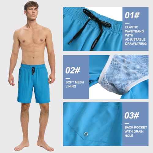 Image of HOdo Mens Swim Trunks with Mesh Liner 9 inch Quick Dry Swim Shorts Bathing Suits for Men Swimwear Board Shorts wiht Pockets