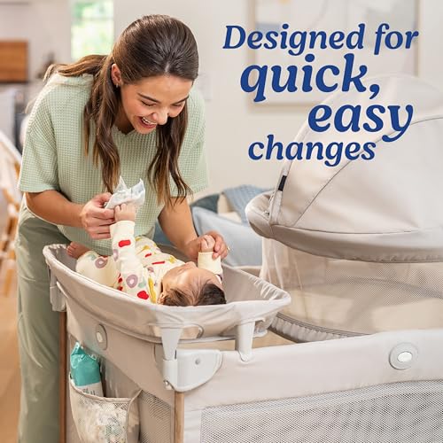 Image of Graco Pack 'n Play Travel Dome Lux Playard, 4-in-1 Baby Playpen with Bassinet, Indoor or Outdoor Portable Playpen with UV 50 Canopy