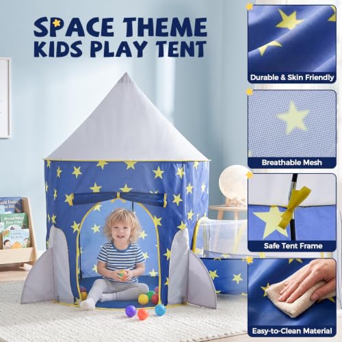 Image of PigPigPen 3pc Kids Play Tent for Boys with Ball Pit, Crawl Tunnel, Princess Tents for Toddlers, Baby Space World Playhouse Toys, Boys Indoor& Outdoor Play House, Perfect Kid's Gifts