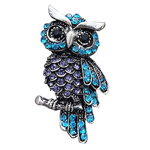 Exquisite Rhinestone Owl Brooch Cute Animal Full Crystal Owl Brooch Pin for Women Christmas Enamel X