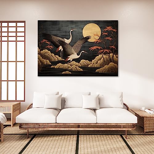 Tableaux tableau déco mural héron fleurs 100x70 cm image salon - 2