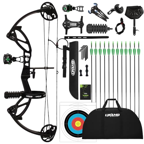 LWANO Compound Bow Set for Youth & Kids,Beginners Bow and Arrow Set,Right Handed,Draw Length 18'-27',10-30Lbs Draw Weight,260fps (Black, Luxury Set, Right Hand)