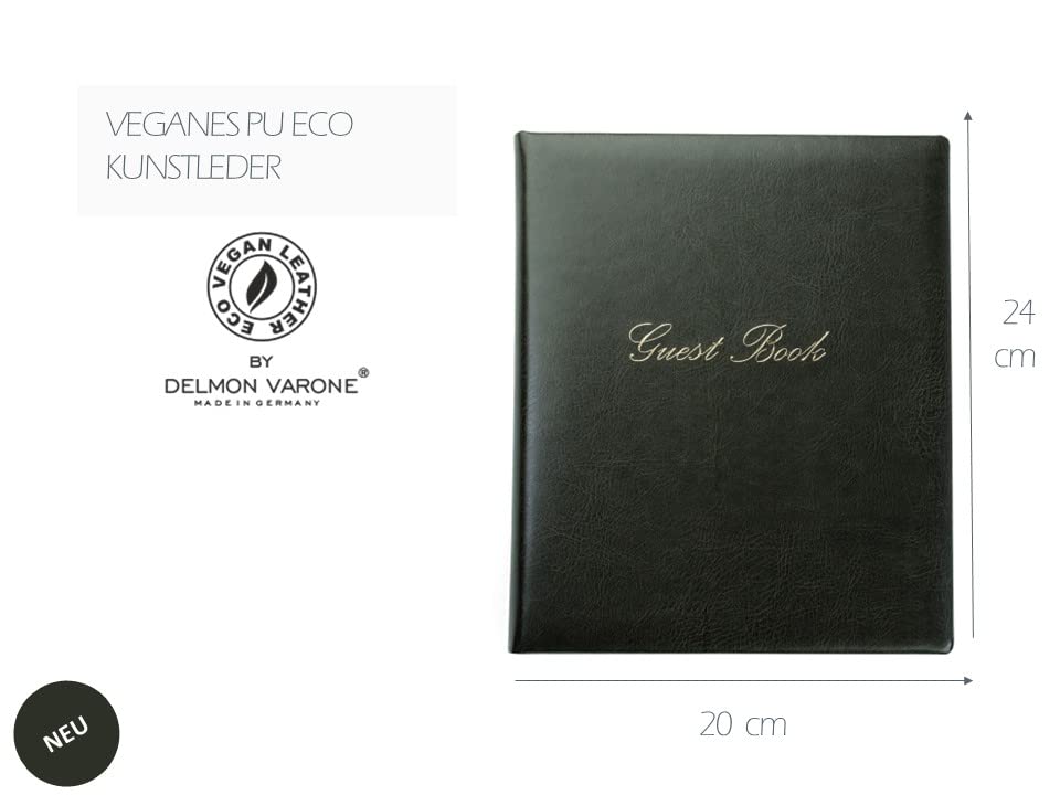 DELMON VARONE Libro Degli Ospiti In Ecopelle Vegana, Colore Antracite, 288 Pagine, Copertina Rigida, Fatto A Mano In Germania