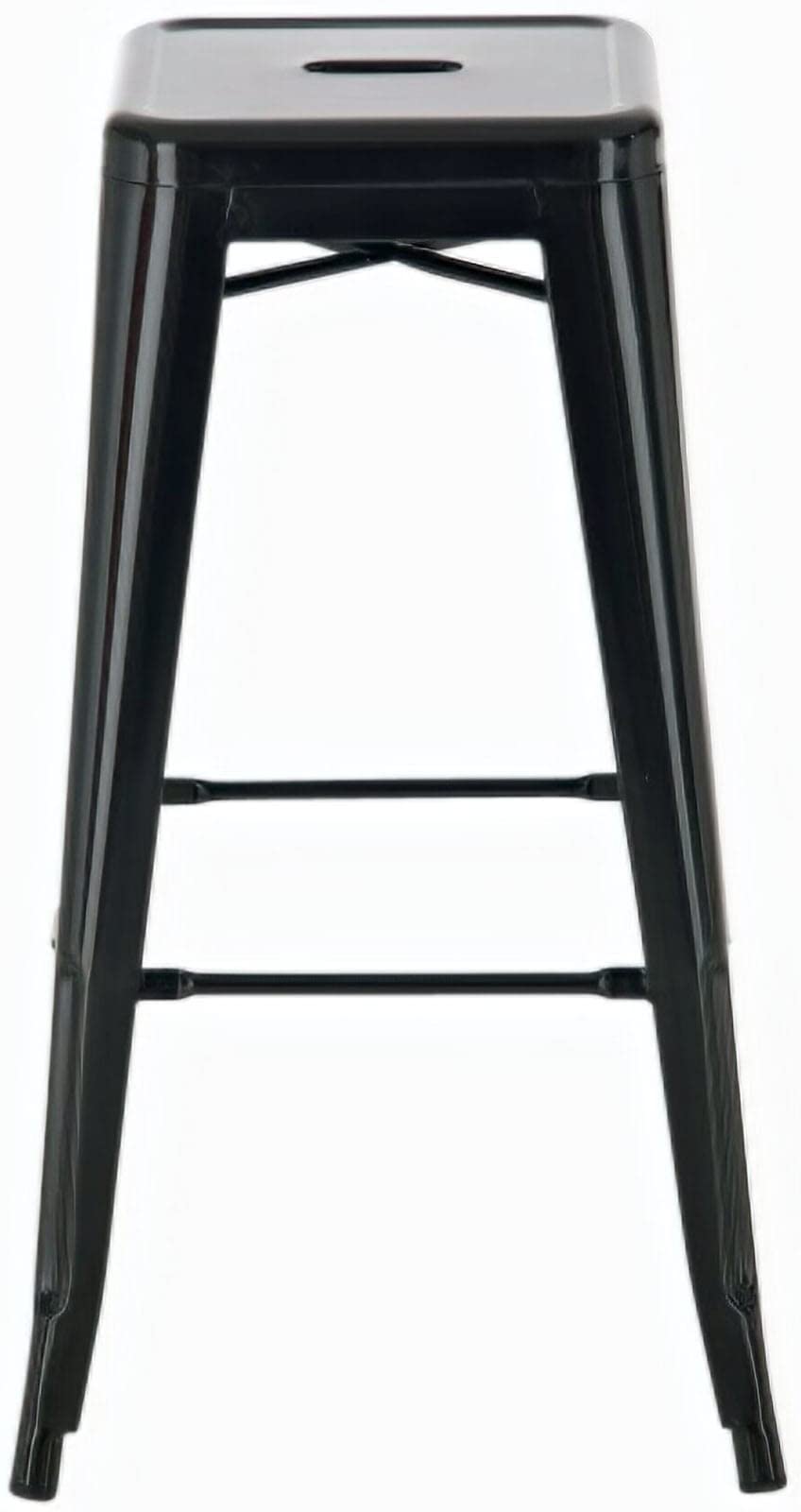 CLP Sgabello da Bar Joshua I Sgabello da Bar impilabile in Metallo I Sgabello da Bar con poggiapiedi I Altezza della Seduta 76 cm I Sgabello impilabile, Colore:Nero