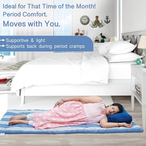 Image of NEXTGO Multi Purpose Foldable Mattress with Carry Bag | Portable & Lightweight Gadda | Suitable for Outdoor Travel Camping, Yoga, Meditaion Mat (Blue White Lining, Double: 48x78 Inch Or 4x6.5 Feet)